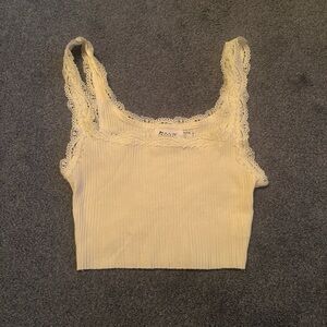 Lace Trim Ribbed Tank Top